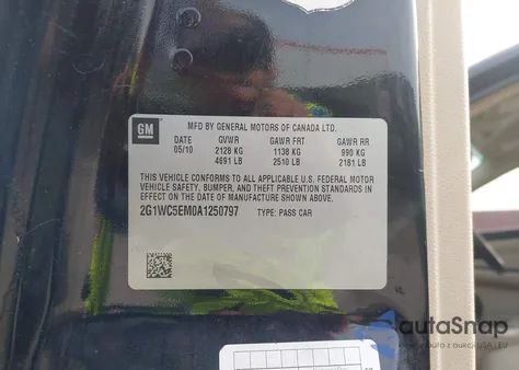 2010 Chevrolet Impala Ltz z USA, uszkodzony, nr VIN 2G1WC5EM0A1250797